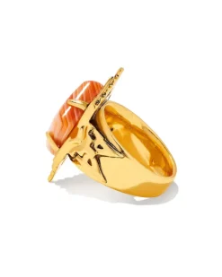 Cass Vintage Gold Cocktail Ring In Orange Banded Agate^Kendra Scott Shop