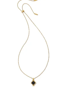 Cass Vintage Gold Long Pendant Necklace In Black Banded Agate^Kendra Scott Store