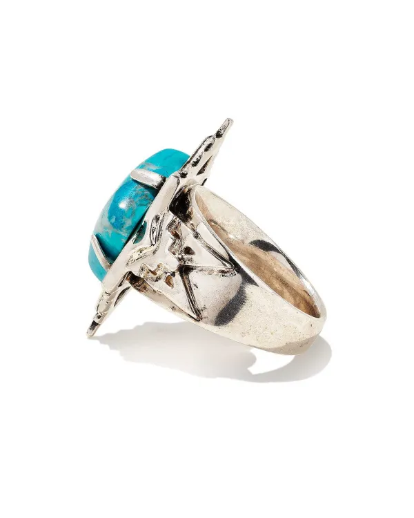 Cass Vintage Silver Cocktail Ring In Variegated Dark Teal Magnesite^Kendra Scott Cheap