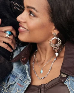Cass Vintage Silver Cocktail Ring In Variegated Dark Teal Magnesite^Kendra Scott Cheap
