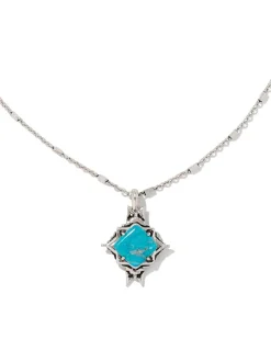 Cass Vintage Silver Long Pendant Necklace In Variegated Dark Teal Magnesite^Kendra Scott Best Sale