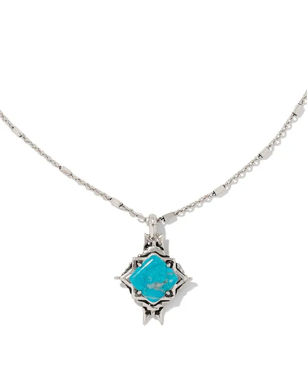 Cass Vintage Silver Long Pendant Necklace In Variegated Dark Teal Magnesite^Kendra Scott Best Sale