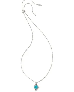 Cass Vintage Silver Long Pendant Necklace In Variegated Dark Teal Magnesite^Kendra Scott Best Sale