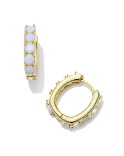 Chandler Gold Huggie Earrings In White Opalite Mix^Kendra Scott Clearance