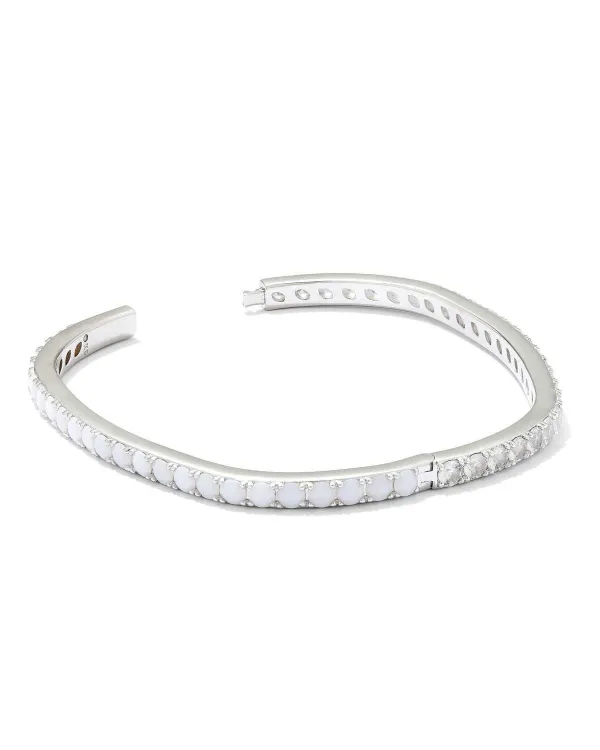 Chandler Silver Bangle Bracelet In White Opalite Mix^Kendra Scott Discount