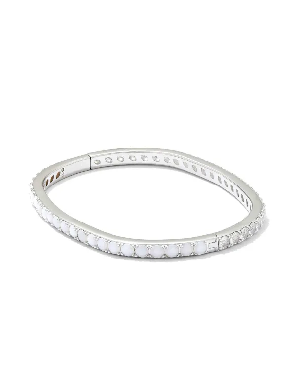 Chandler Silver Bangle Bracelet In White Opalite Mix^Kendra Scott Discount