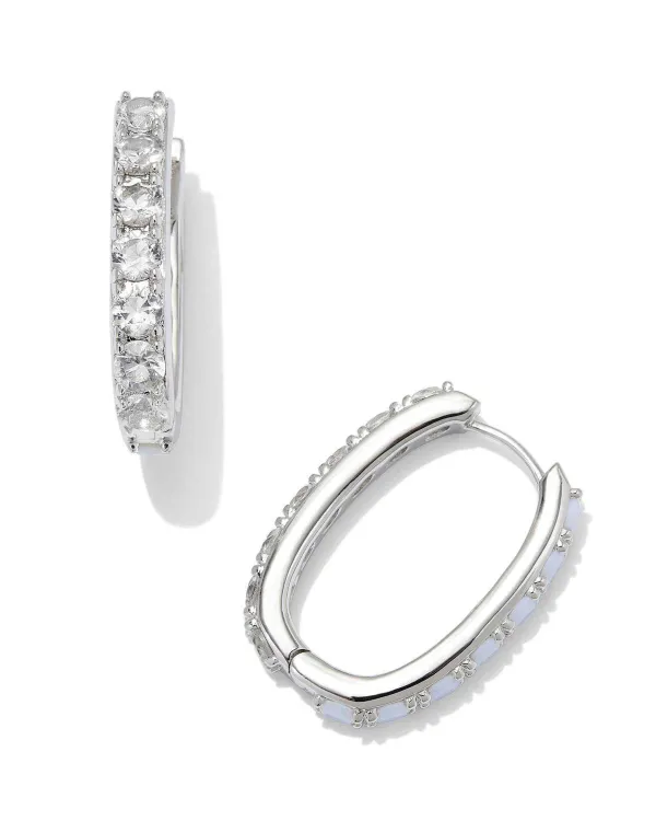 Chandler Silver Hoop Earrings In White Opalite Mix^Kendra Scott Best Sale