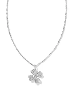Clover Silver Crystal Short Pendant Necklace In White Crystal^Kendra Scott Fashion