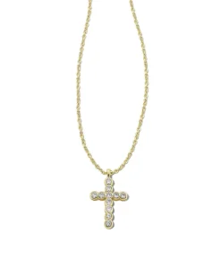 Cross Gold Pendant Necklace In White Crystal^Kendra Scott Outlet