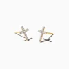 Cross 14K Yellow Gold Medium Stud Earrings In White Diamond^Kendra Scott Clearance