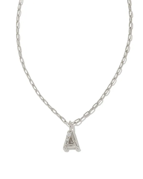 Crystal Letter A Silver Short Pendant Necklace In White Crystal^Kendra Scott Sale