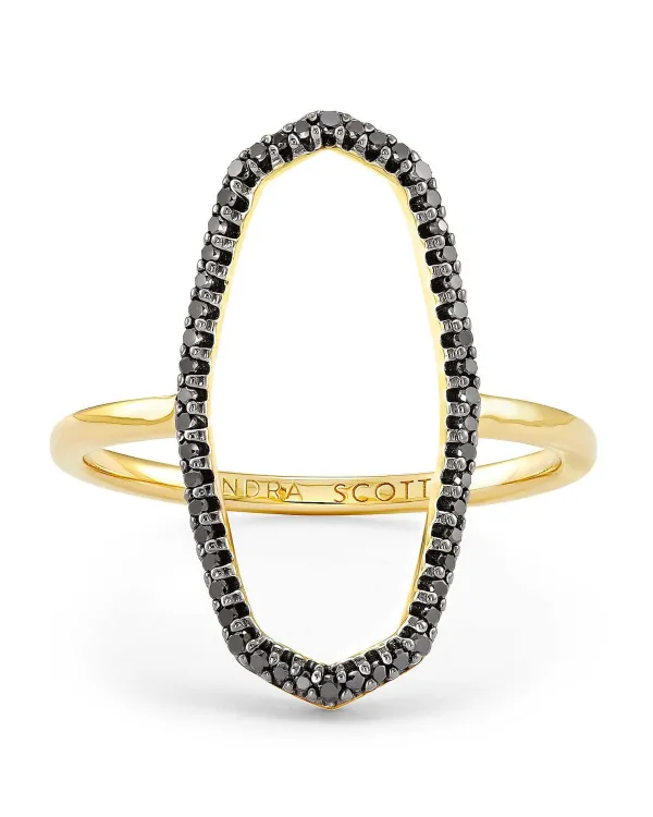 Dani 14K Yellow Gold Open Ring In Black Diamond^Kendra Scott New
