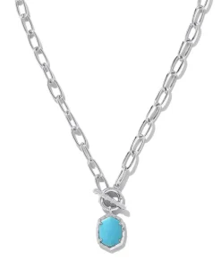 Daphne Convertible Silver Link And Chain Necklace In Variegated Turquoise Magnesite^Kendra Scott Online
