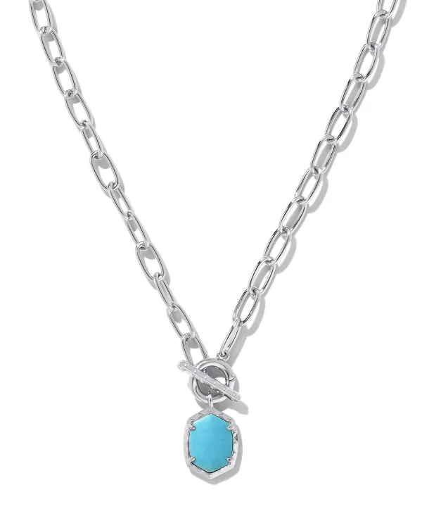 Daphne Convertible Silver Link And Chain Necklace In Variegated Turquoise Magnesite^Kendra Scott Online