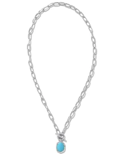 Daphne Convertible Silver Link And Chain Necklace In Variegated Turquoise Magnesite^Kendra Scott Online