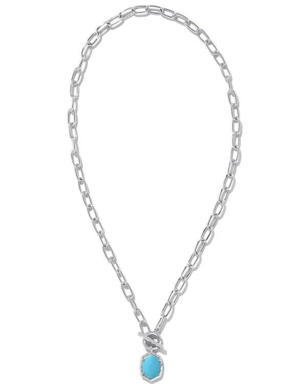 Daphne Convertible Silver Link And Chain Necklace In Variegated Turquoise Magnesite^Kendra Scott Online