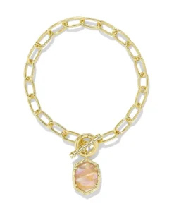 Daphne Gold Link And Chain Bracelet In Light Pink Iridescent Abalone^Kendra Scott Flash Sale