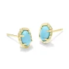 Daphne Gold Stud Earrings In Variegated Turquoise Magnesite^Kendra Scott Shop