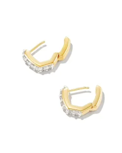 Davie 18K Gold Vermeil Huggie Earrings In White Topaz^Kendra Scott New