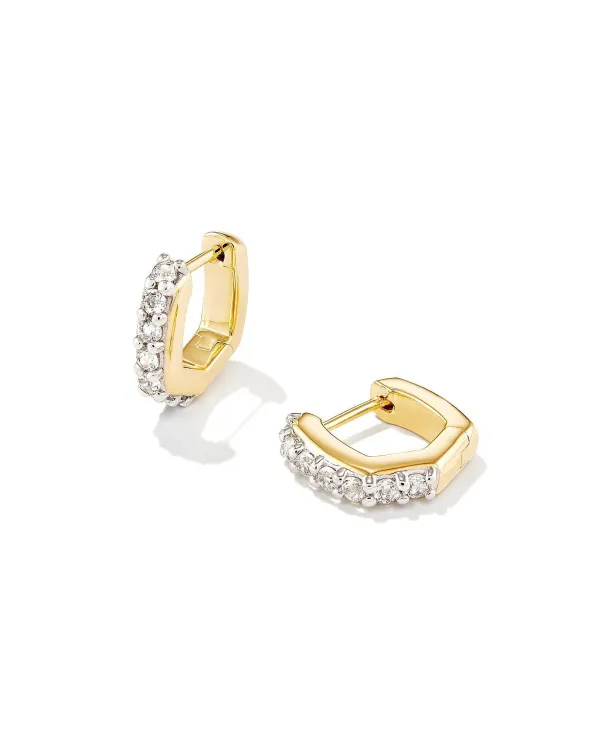 Davie 18K Gold Vermeil Huggie Earrings In White Topaz^Kendra Scott New