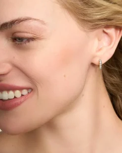 Davie 18K Gold Vermeil Huggie Earrings In White Topaz^Kendra Scott New