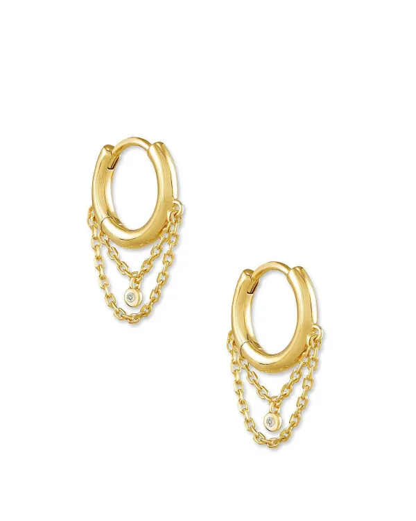 Davina 18K Yellow Gold Vermeil Huggie Earrings In White Diamond^Kendra Scott Best