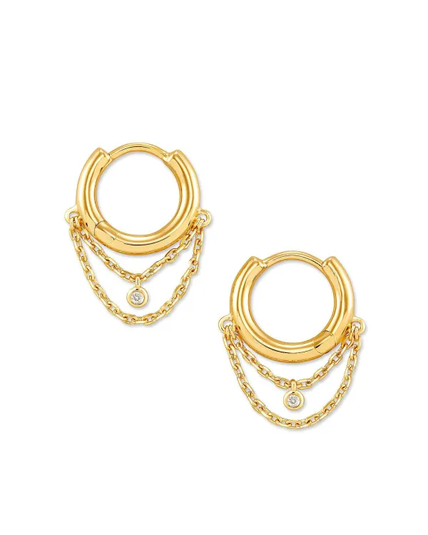 Davina 18K Yellow Gold Vermeil Huggie Earrings In White Diamond^Kendra Scott Best