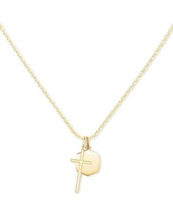 Davis Cross Charm Necklace In 18K Yellow Gold Vermeil^Kendra Scott Best Sale