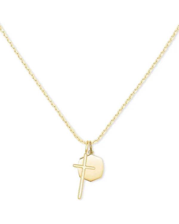 Davis Cross Charm Necklace In 18K Yellow Gold Vermeil^Kendra Scott Best Sale