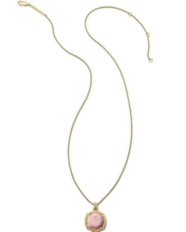 Davis 18K Gold Vermeil Etch Frame Short Pendant Necklace In Pale Pink Thulite^Kendra Scott Online