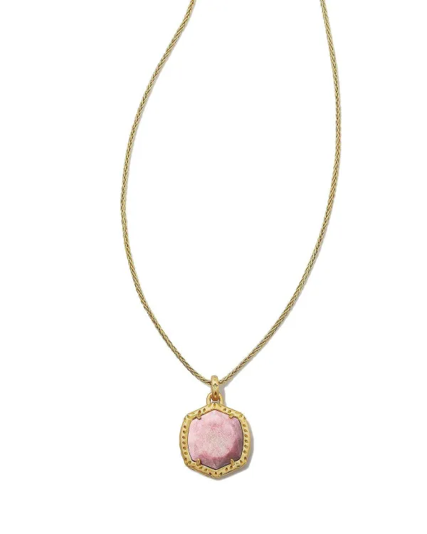 Davis 18K Gold Vermeil Etch Frame Short Pendant Necklace In Pale Pink Thulite^Kendra Scott Online