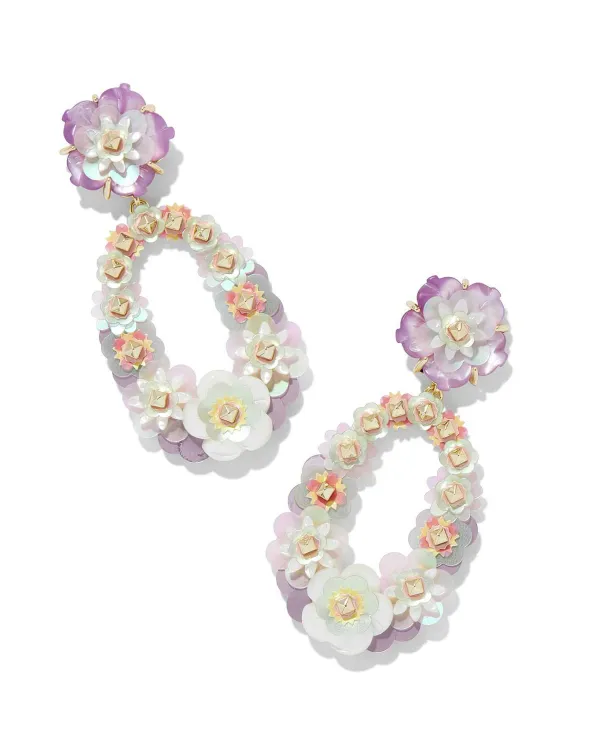 Deliah Convertible Gold Statement Earrings In Pastel Mix^Kendra Scott New