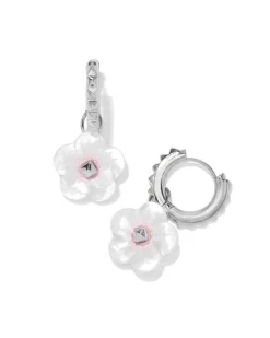 Deliah Convertible Silver Huggie Earrings In Iridescent Pink White Mix^Kendra Scott Sale