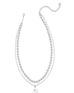 Deliah Silver Multi Strand Necklace In Iridescent Pink White Mix^Kendra Scott New