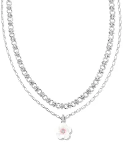 Deliah Silver Multi Strand Necklace In Iridescent Pink White Mix^Kendra Scott New