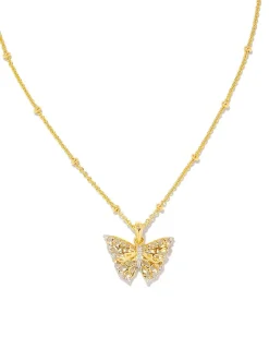 Delicate Butterfly 18K Gold Vermeil Pendant Necklace In White Sapphire^Kendra Scott Online