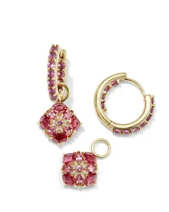 Dira Convertible Gold Crystal Huggie Earrings In Pink Mix^Kendra Scott Clearance