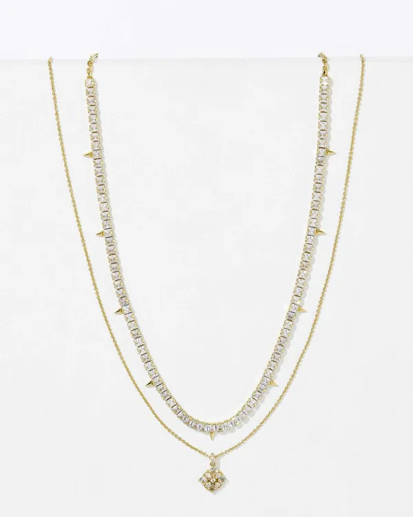 Dira Gold Crystal Necklace Layering Set Of 2 In White Crystal^Kendra Scott Best