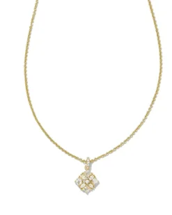 Dira Gold Crystal Short Pendant Necklace In White Crystal^Kendra Scott Clearance