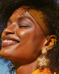 Dira Gold Crystal Statement Earrings In White Mix^Kendra Scott Outlet
