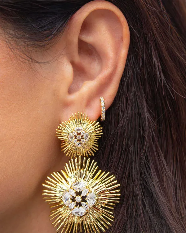 Dira Gold Crystal Statement Earrings In White Mix^Kendra Scott Outlet