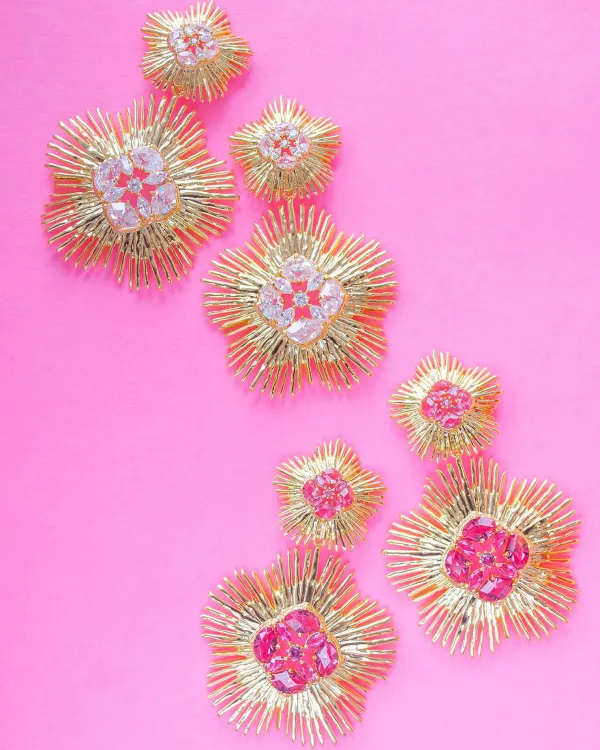 Dira Gold Crystal Statement Earrings In White Mix^Kendra Scott Outlet