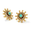 Dryden Vintage Gold Stud Earrings In Variegated Turquoise Magnesite^Kendra Scott Hot