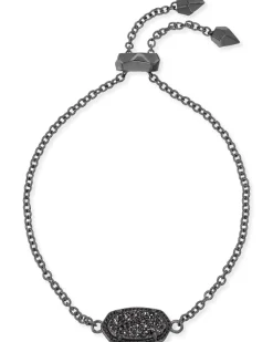 Elaina Gunmetal Adjustable Chain Bracelet In Black Drusy^Kendra Scott Outlet