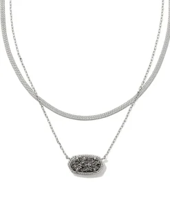 Elisa Herringbone Silver Multi Strand Necklace In Platinum Drusy^Kendra Scott Shop