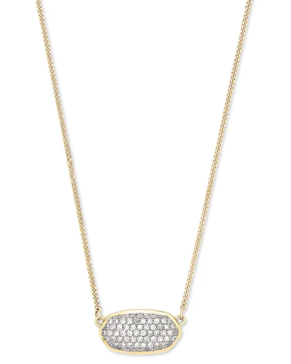 Elisa Pendant Necklace In Pave Diamond And 14K Yellow Gold^Kendra Scott Sale