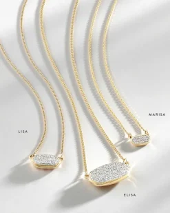 Elisa Pendant Necklace In Pave Diamond And 14K Yellow Gold^Kendra Scott Sale