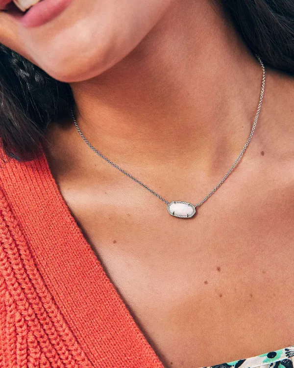 Elisa Silver Pendant Necklace In White Kyocera Opal^Kendra Scott Outlet