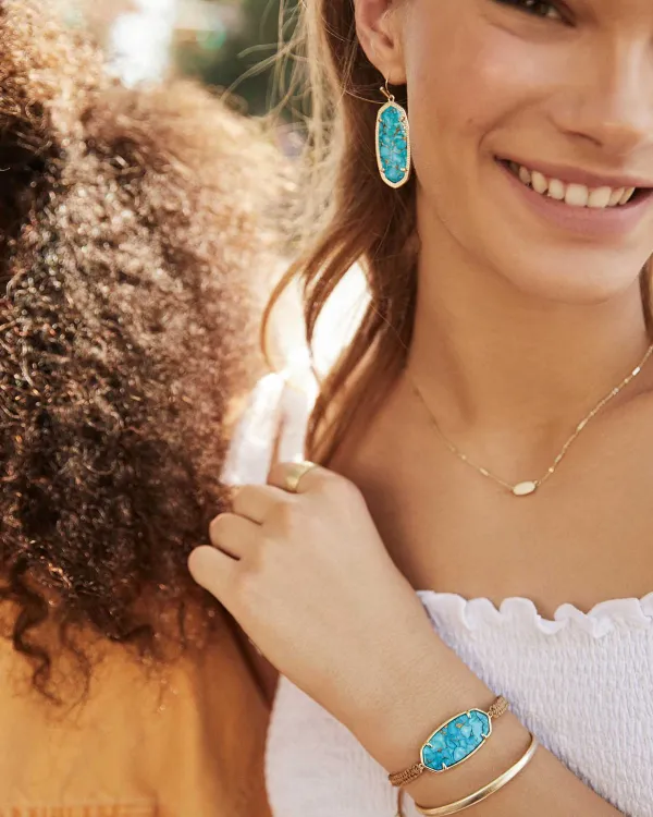 Elle Gold Drop Earrings In Bronze Veined Turquoise Magnesite^Kendra Scott New