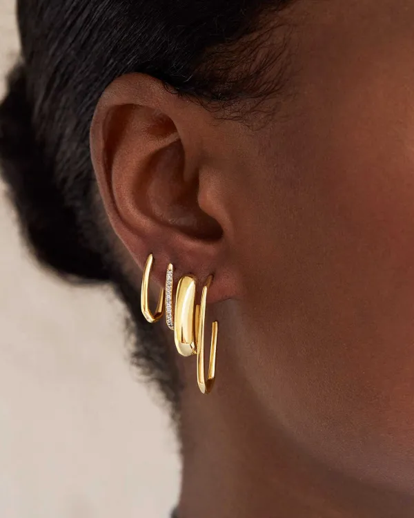 Ellen Luxe 18K Gold Vermeil Huggie Earrings In White Sapphire^Kendra Scott Best